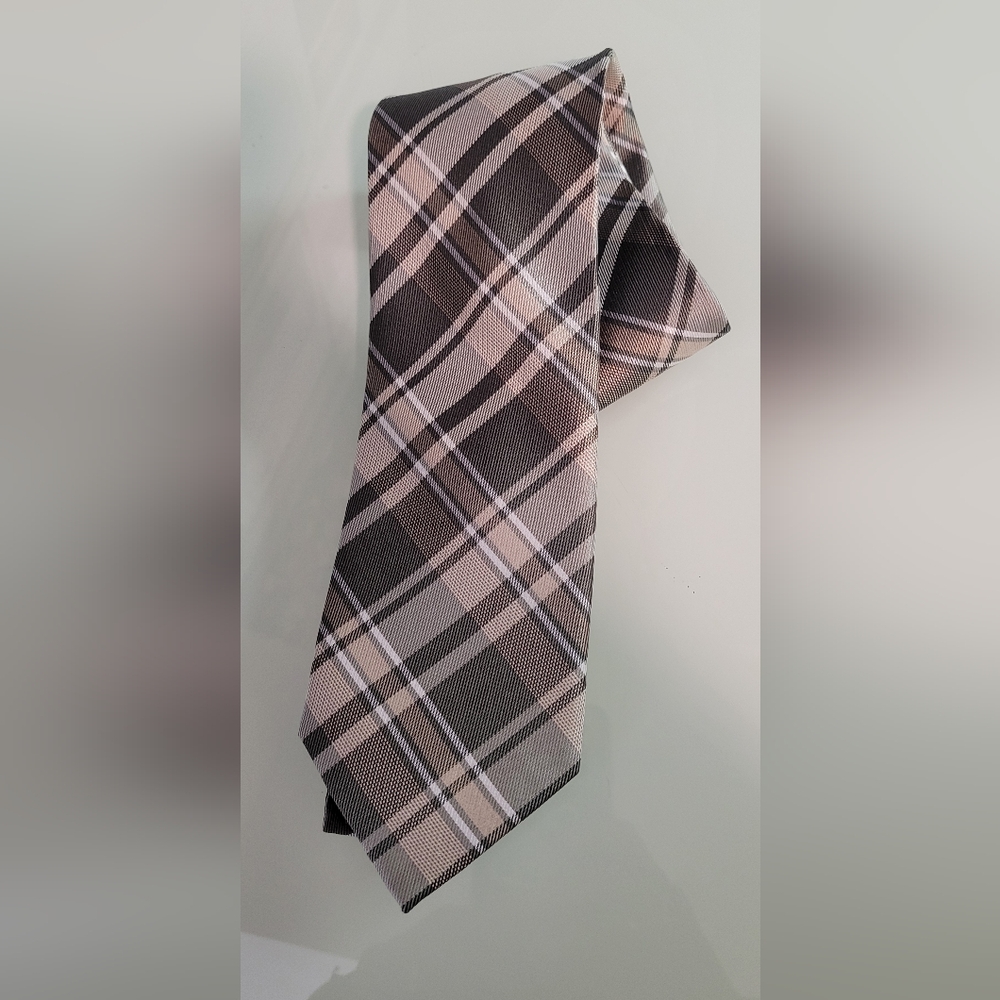 Pronto Uomo Silk Tie Sage Green And Beige Plaid